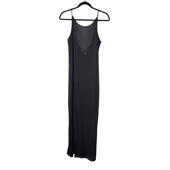 VICTORIA'S SECRET 90s high neckline‎ sheer swim cover resortwear dress black